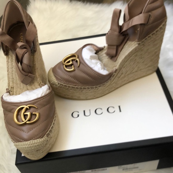Gucci Shoes - 🆕💯% Auth Gucci GG Marmont Heeled Espadrilles Leather Sz EU 37.5/US7.5